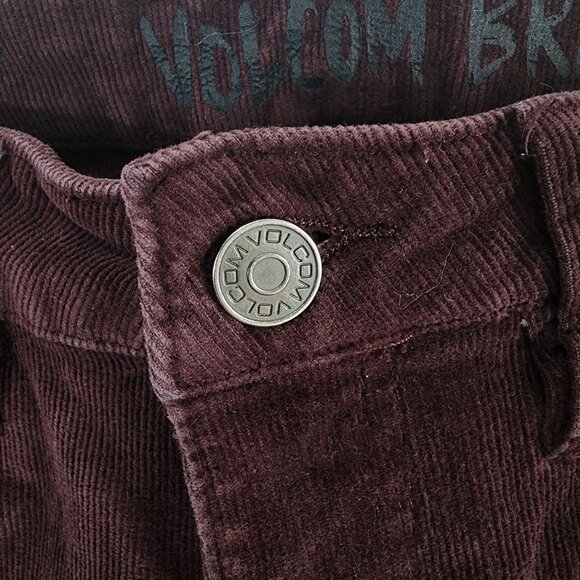 Volcom Super Stoned Shimmy Ankle Corduroy Pants 26 Waist Size 3/26 Burgundy - Picture 7 of 16